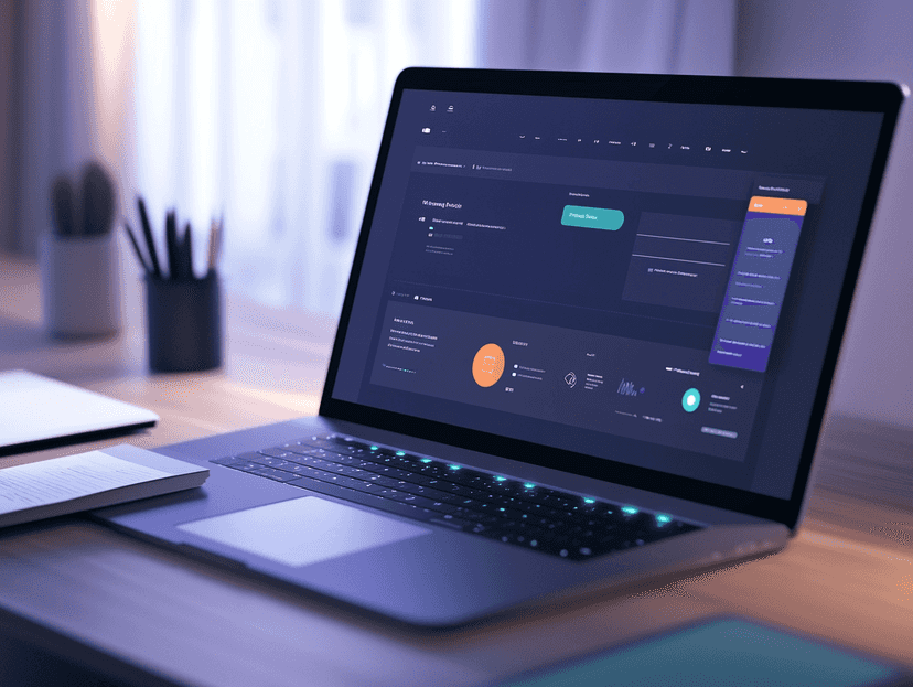 A MacBook screen showing the download and installation process of an app management tool
