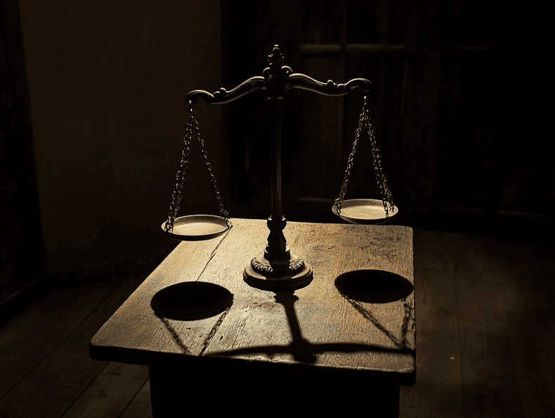 A courtroom scene with intense emotions, symbolizing the trials