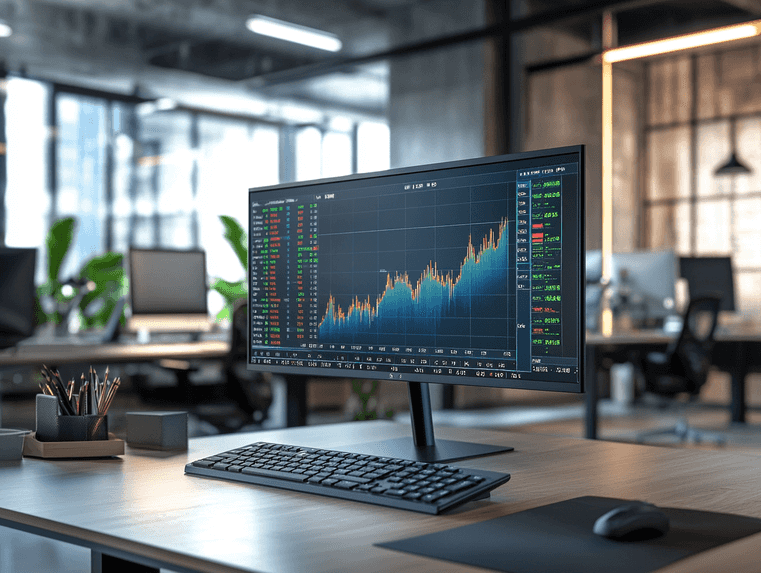 A futuristic data center with glowing AI servers