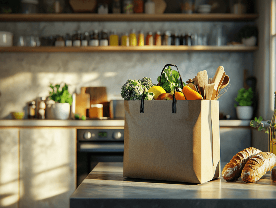 A person using a smartphone to order groceries online