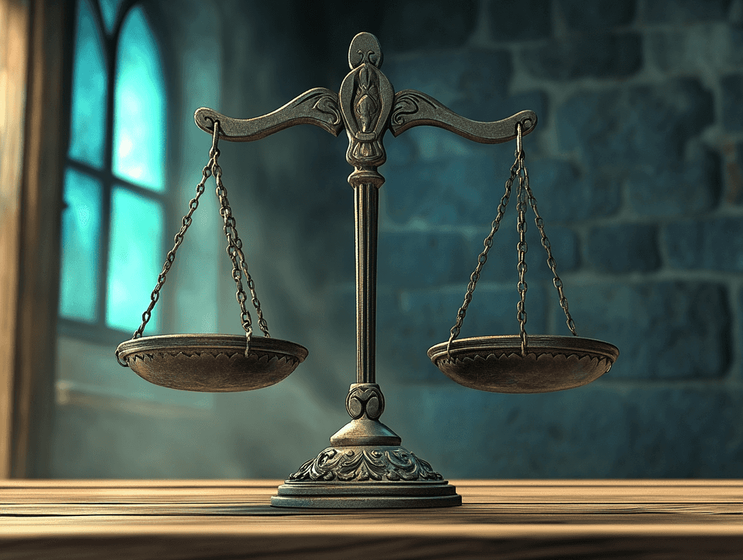 A tense courtroom scene with lawyers presenting arguments