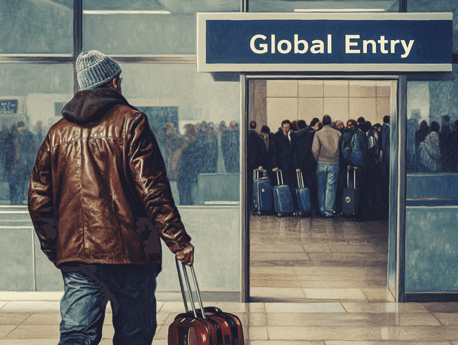 A traveler using TSA PreCheck at an airport security line