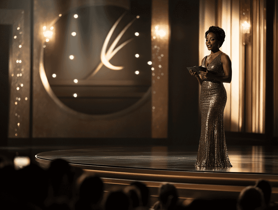 Viola Davis delivering an emotional speech at the Golden Globes