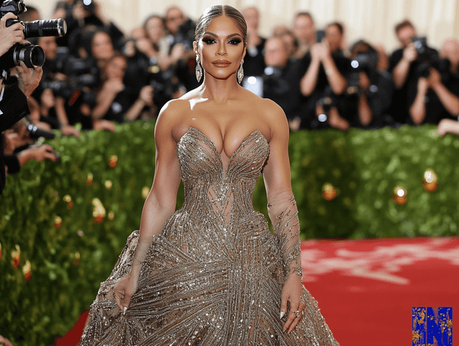 A striking image of Jennifer Lopez performing on stage