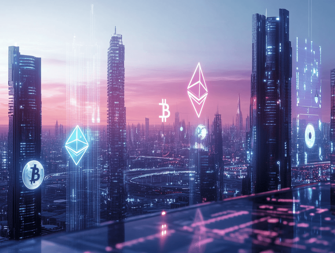 A digital wallet displaying various cryptocurrencies, including Bitcoin and Ethereum