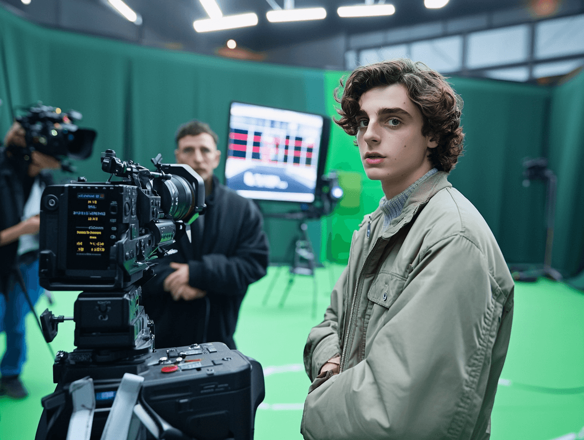 A behind-the-scenes look at a film set, symbolizing the making of the biopic