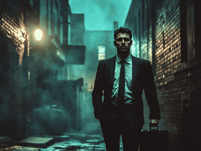 A dramatic scene featuring a soap opera character in distress