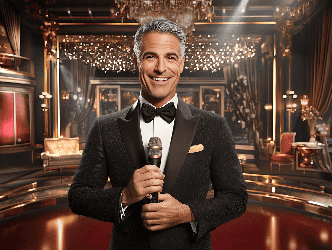 Andy Cohen in a newsroom setting, looking determined and focused