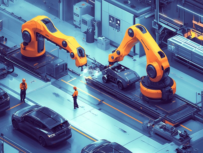 A futuristic EV charging station, representing the growth of the industry