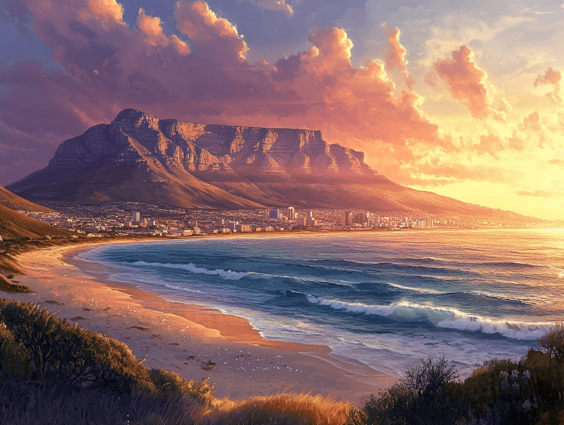 Cape Town's Table Mountain with a vibrant cityscape below