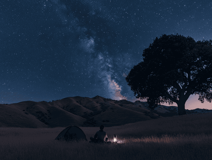 A group of hikers enjoying the sunset on Catalina Island