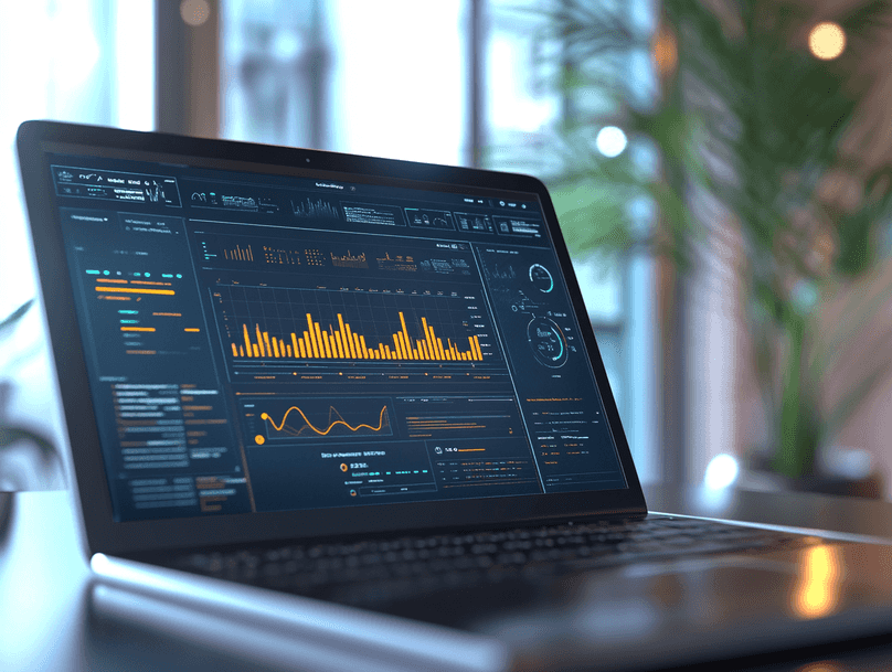 A person using a laptop with a secure network monitoring tool