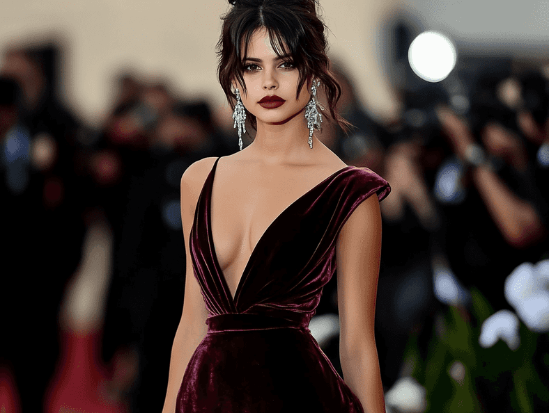 Selena Gomez wearing a minimalist outfit with bold accessories