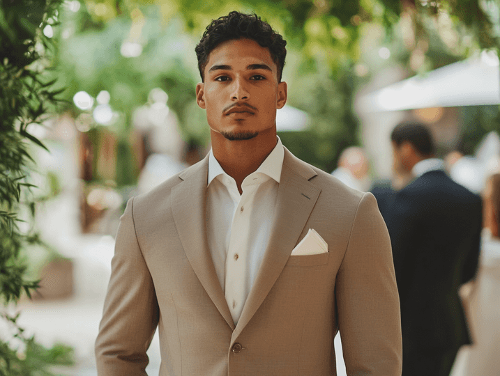 A man confidently wearing a Coofandy blazer paired with casual jeans, showcasing versatility