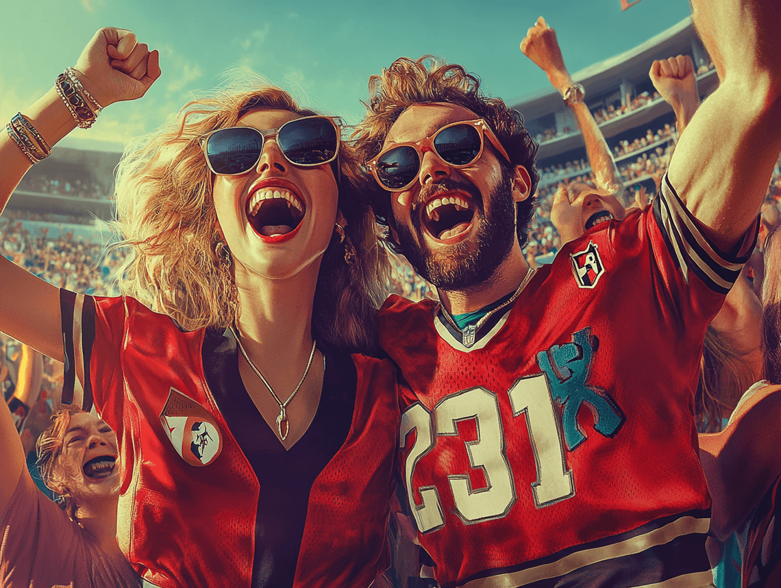 A photorealistic image of a couple dressed in matching formal outfits