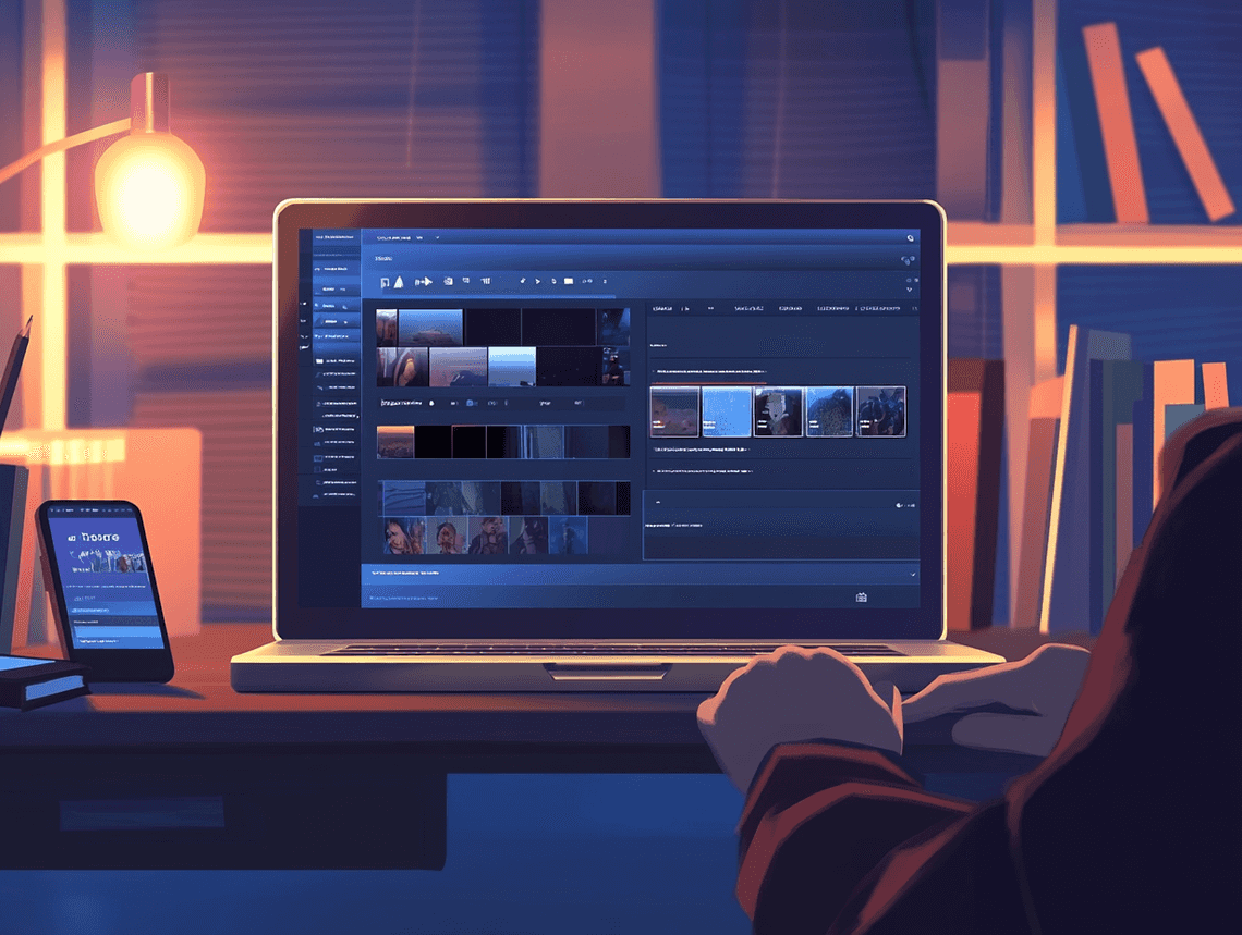 A person using a laptop with a video downloader interface on the screen