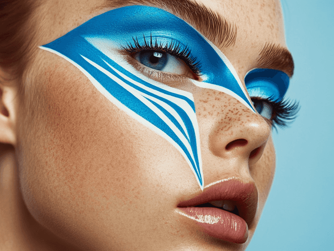 A close-up of a model with glowing, natural skin and minimal makeup