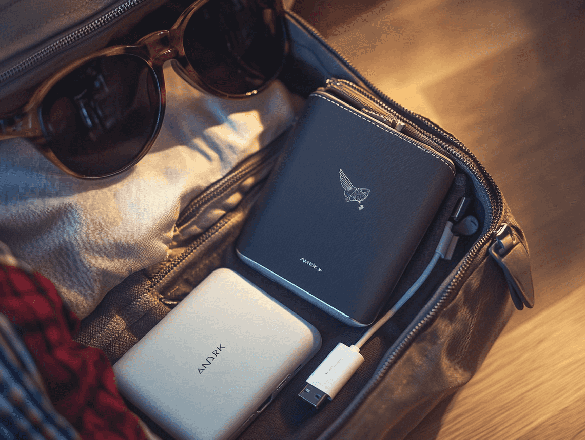 A family sharing multiple devices with Anker chargers in a cozy living room