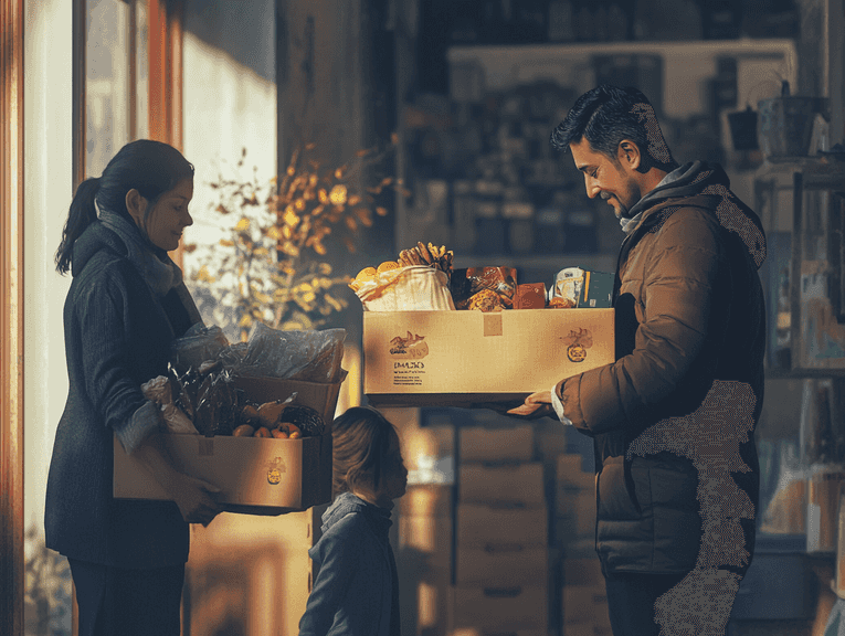 A group of people volunteering at a charity event