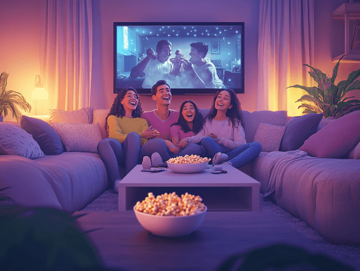 A person browsing through a streaming platform on a laptop