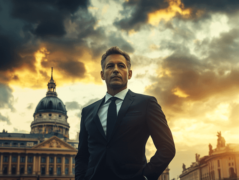 Austrian flag waving in the wind with a sunset in the background