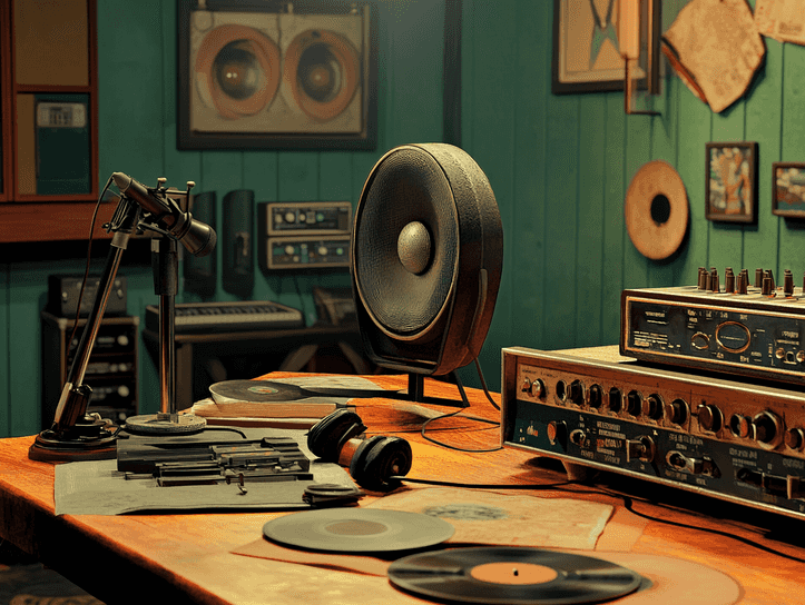 A close-up of a vintage jukebox playing Brenton Wood's music