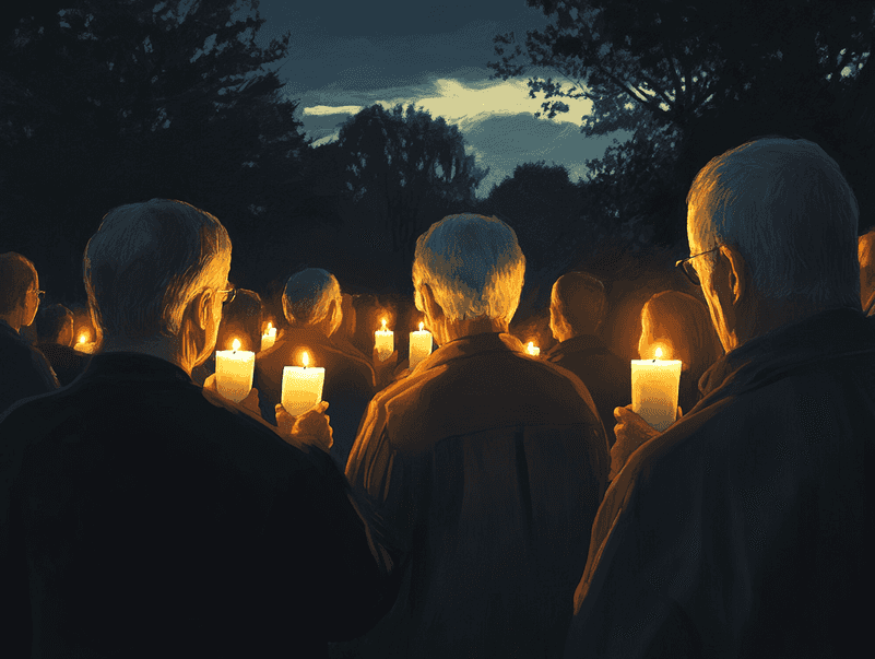 A candlelit vigil held in honor of Jimmy Carter, symbolizing global mourning.