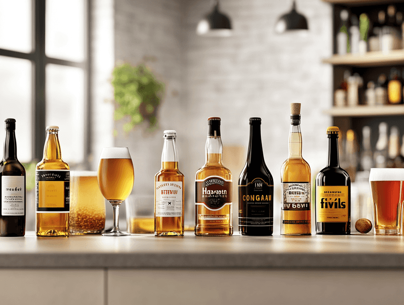 A glass of wine and a bottle with a blank label, symbolizing the lack of health warnings