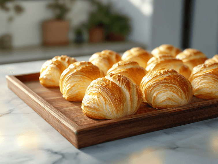 A close-up of golden-brown cardamom buns fresh out of the oven