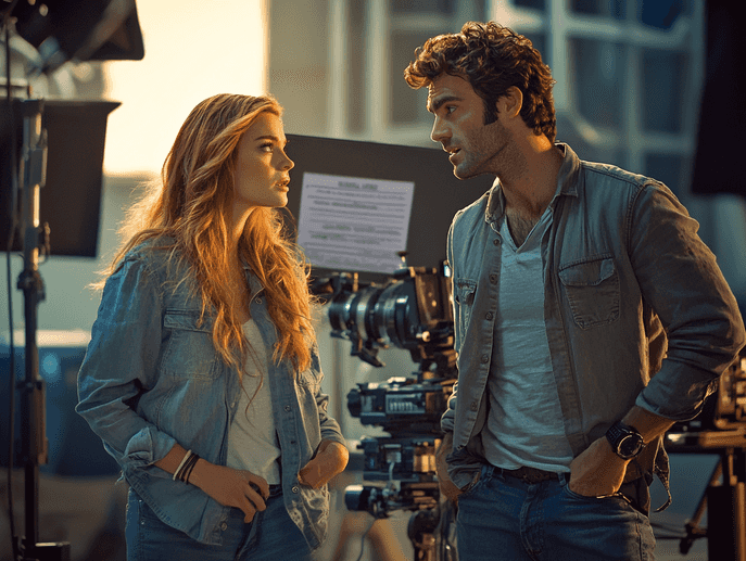 Blake Lively and Justin Baldoni in a tense moment on set