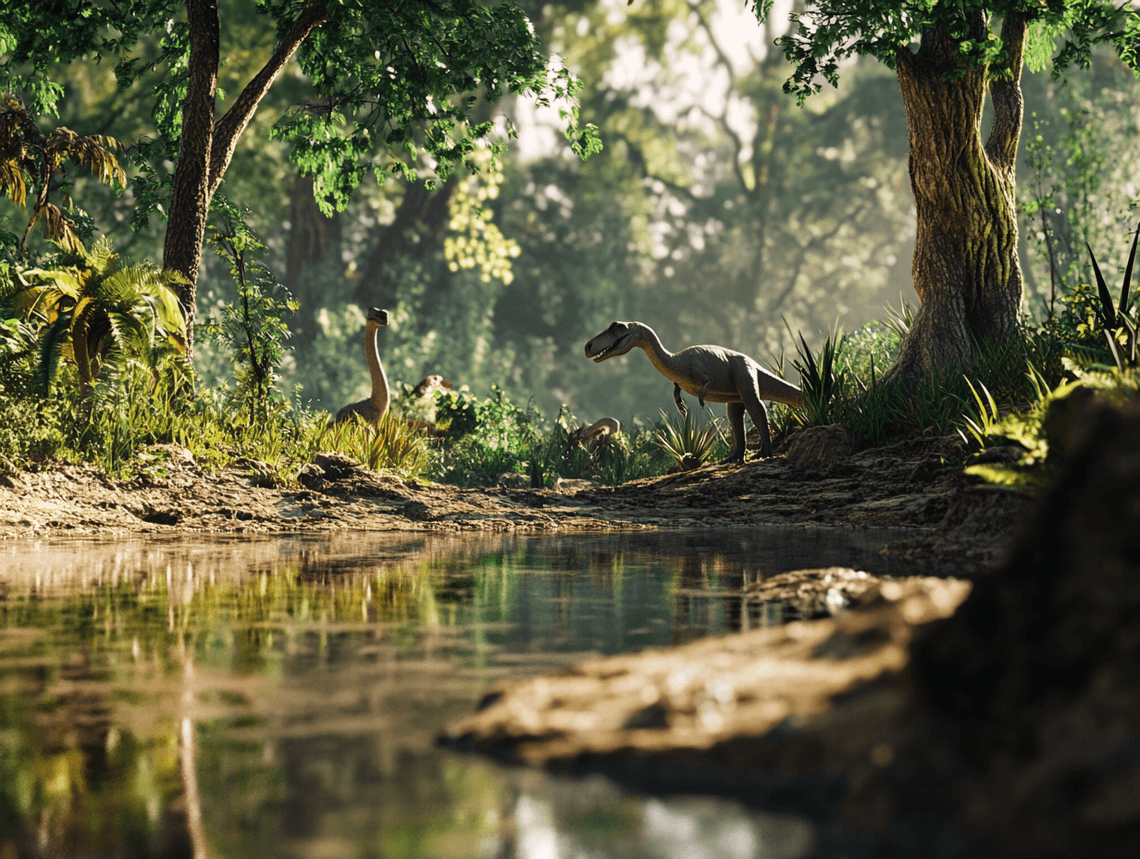 A paleontologist carefully examining a newly uncovered dinosaur footprint