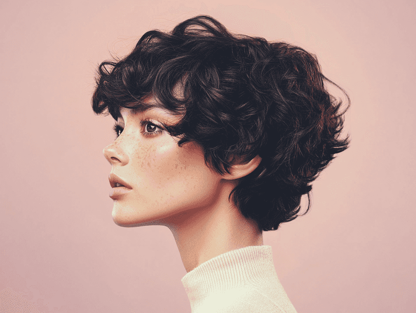 A bold undercut pixie haircut with dramatic layers