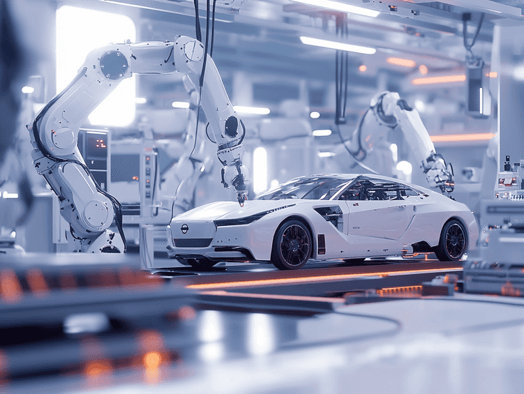 A futuristic electric car concept, symbolizing innovation from the merger