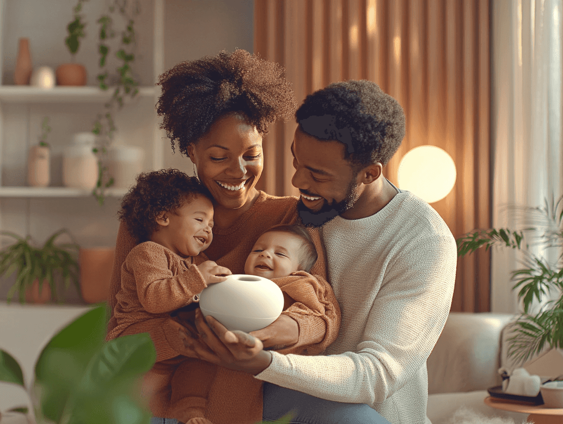 A team of designers and engineers collaborating on innovative parenting products