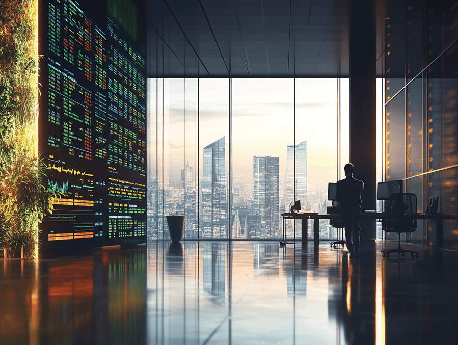 A visually striking image of a financial growth chart with futuristic elements