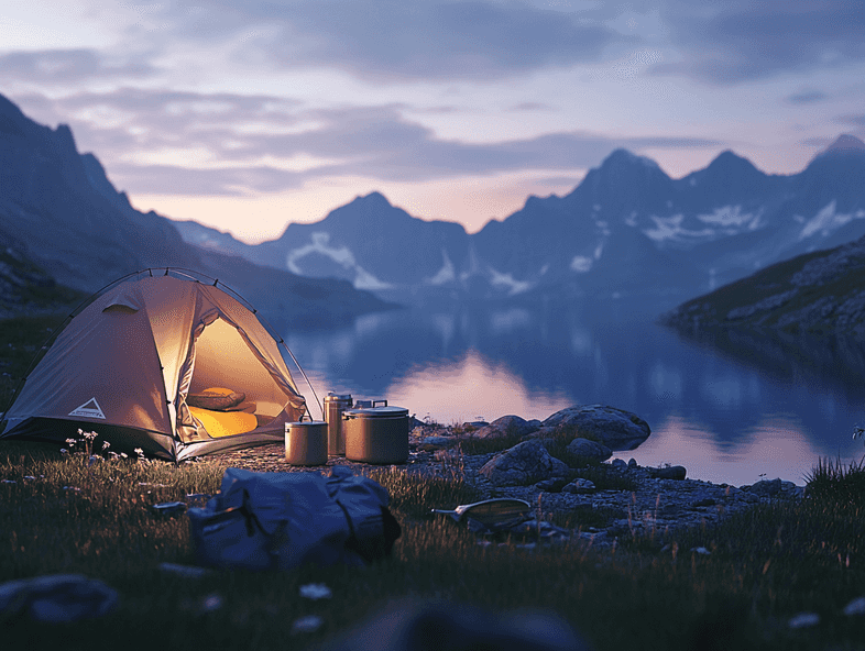 A close-up of trail mix and dried fruits in a hiker's hand