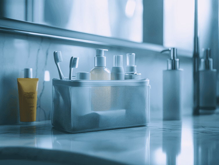 A traveler organizing clothes into packing cubes on a bed