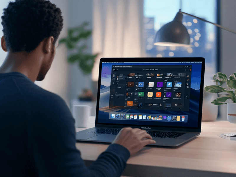 A Mac user navigating through a clean and organized app switcher interface