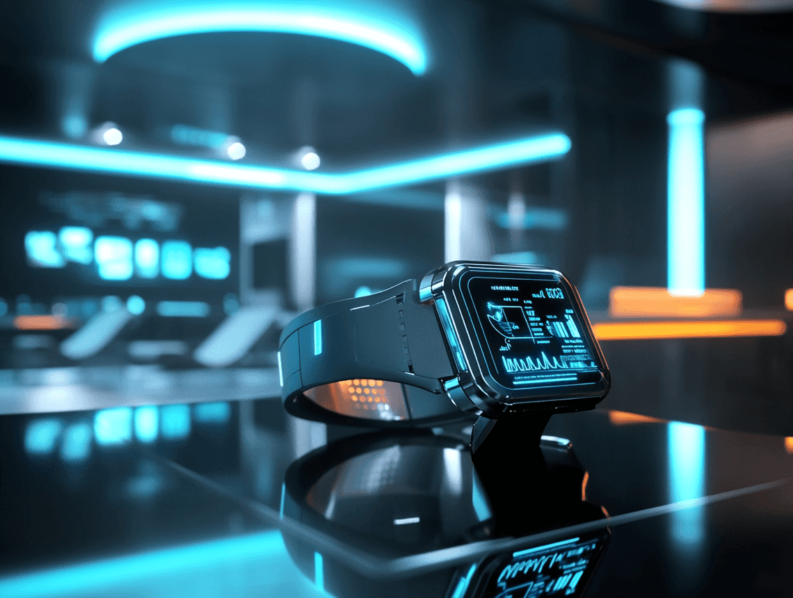 A smartwatch being charged on a wireless dock