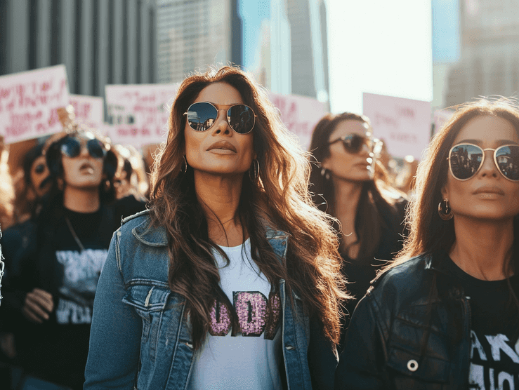 Fans holding signs in support of Jennifer Lopez at a public event