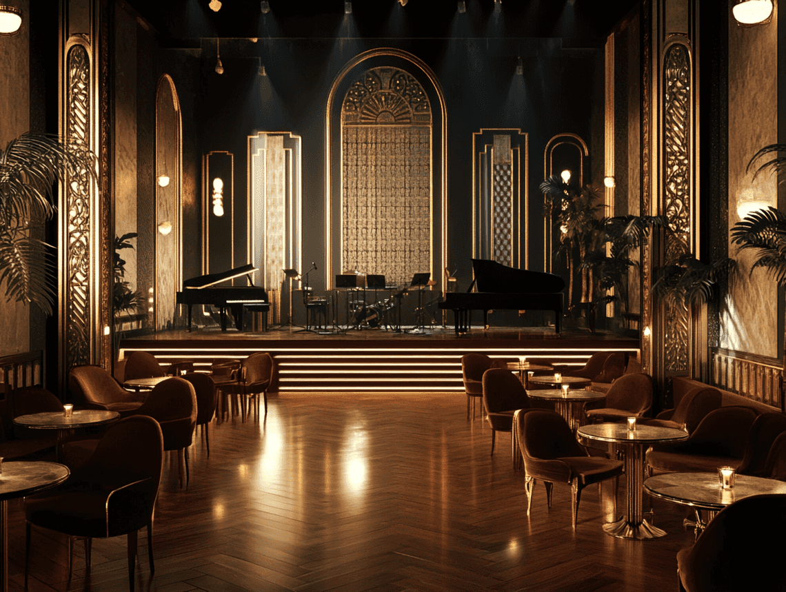 A behind-the-scenes look at a set decorator arranging props on a film set