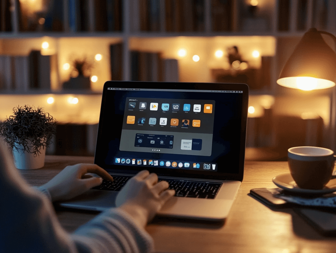 A person working on a laptop with productivity apps open