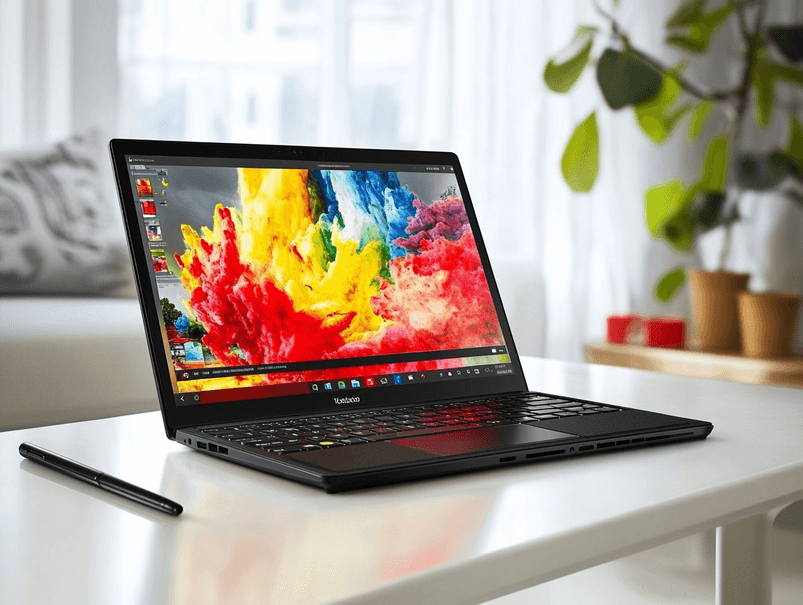 A vibrant Lenovo Yoga 7i display showcasing vivid colors