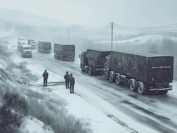 A bustling Moscow street with citizens going about their daily lives amid economic uncertainty