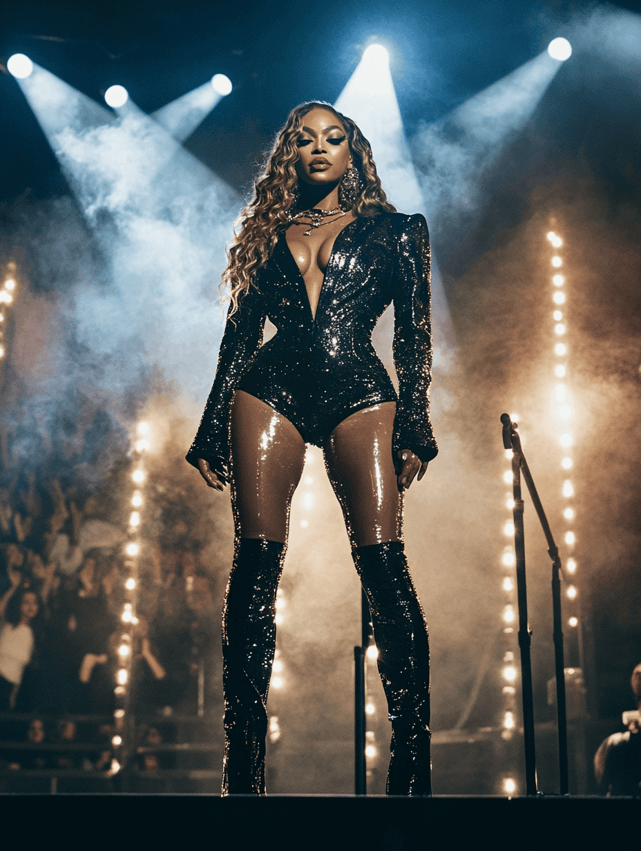 "Beyoncé performing during NFL halftime show"