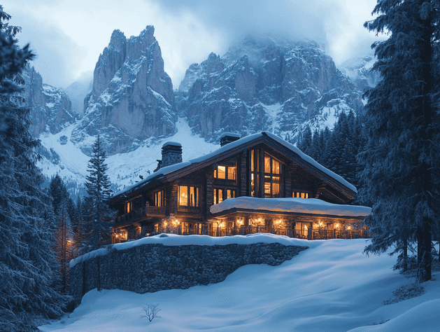 A skier enjoying the slopes with the Dolomites in the background