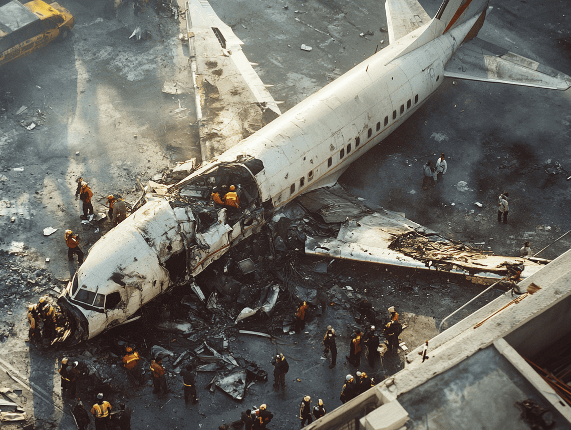 Emergency responders and investigators working together at the crash site