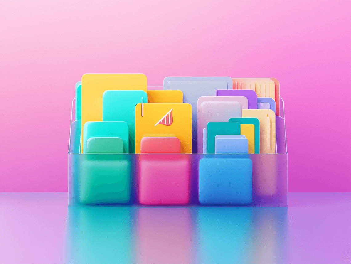 A person using a laptop with a clean, organized file system