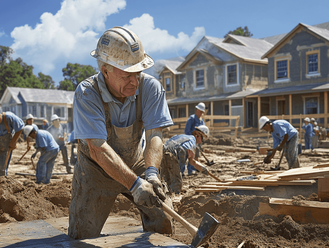 Jimmy Carter building homes with Habitat for Humanity