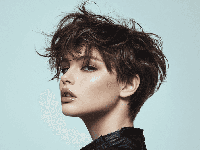A celebrity-inspired sleek pixie haircut with a polished finish